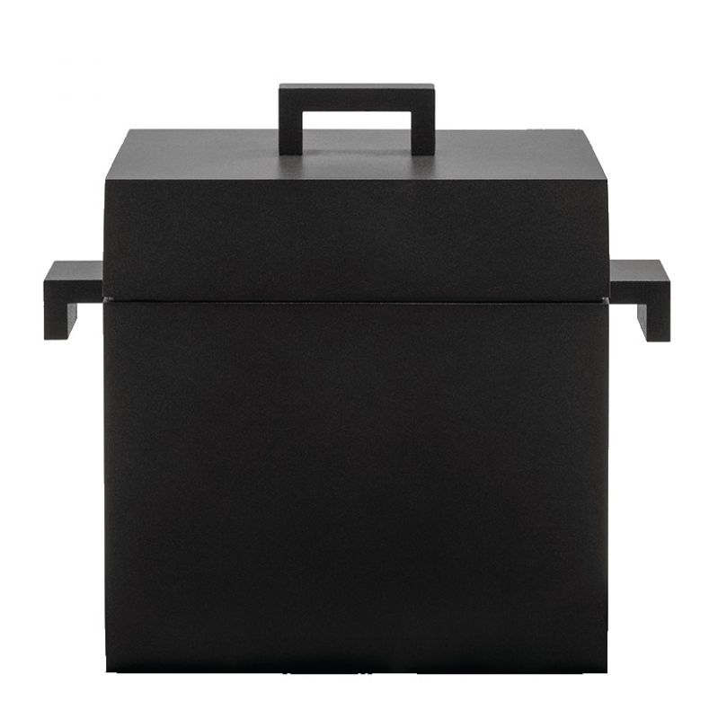 Schwarzer La Cubica Gusseisentopf von Alessi, Limited Edition, quadratisch mit Deckel und Griffen.